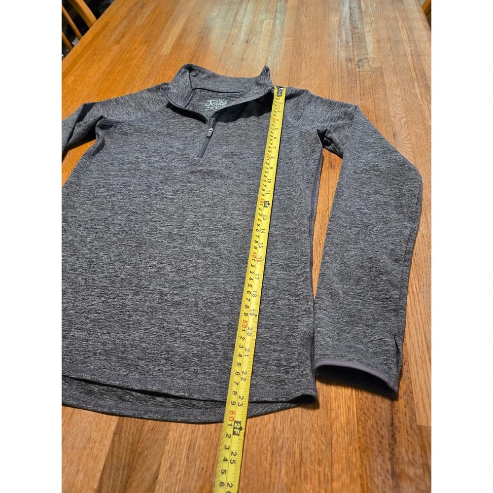 Justice Girls 16 Gray Space Dye Quarter Zip Long Sleeve Thumbholes Active Top
